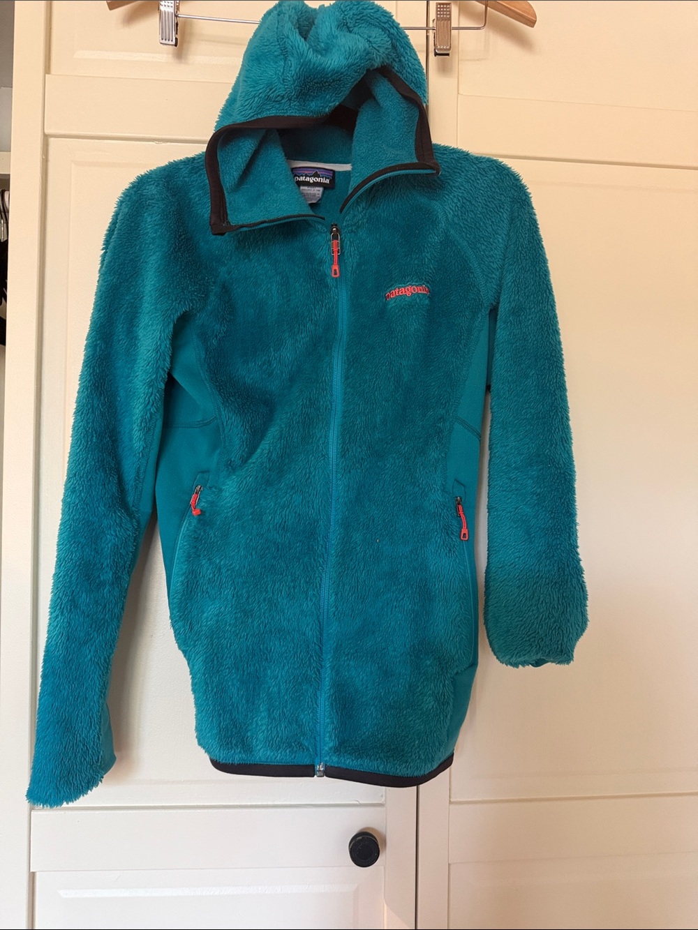 Patagonia Teal Plush Hooded Fleece Jacket